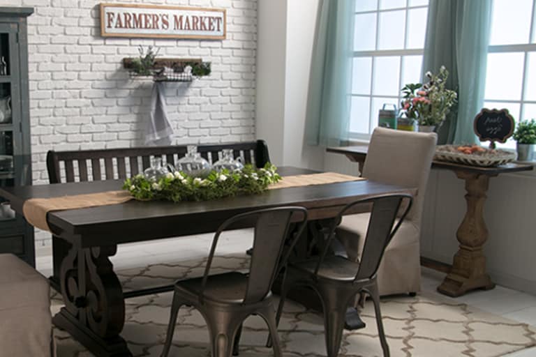 Farmhouse styled dining room.