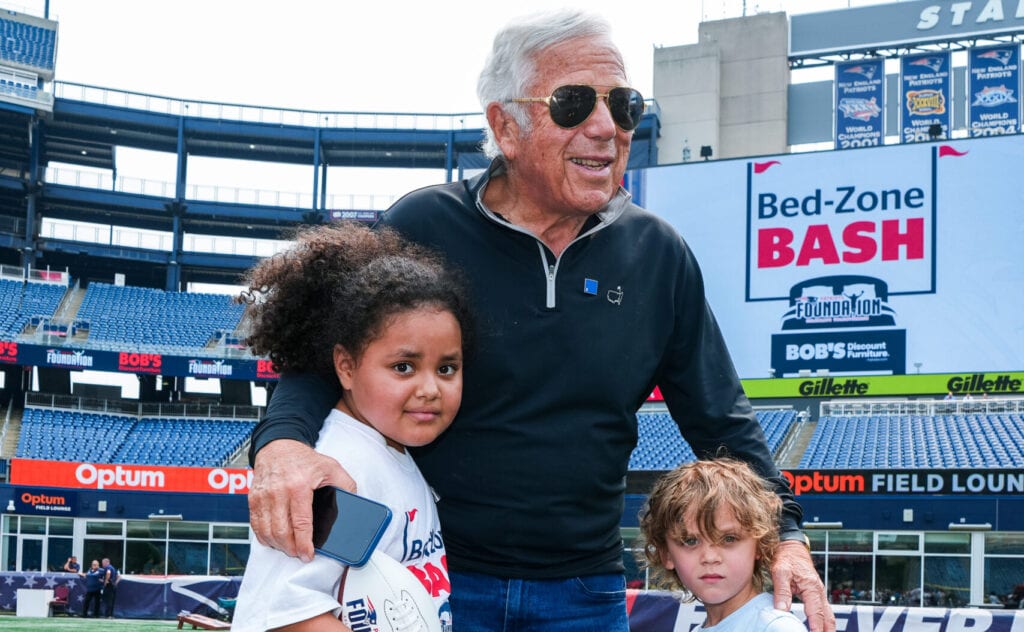 Robert Kraft, Owner of New England Patriots visits with patrons of the Bed-Zone Bash. Courtesy of the New England Patriots.
