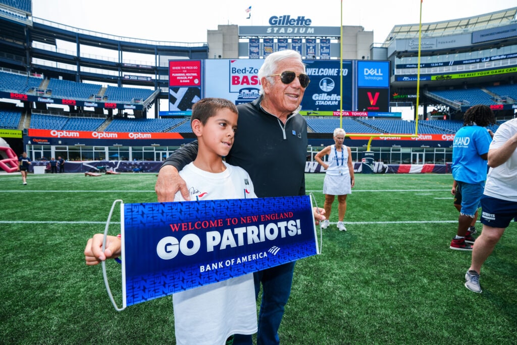 Robert Kraft, Owner of New England Patriots visits with patrons of the Bed-Zone Bash. Courtesy of the New England Patriots.