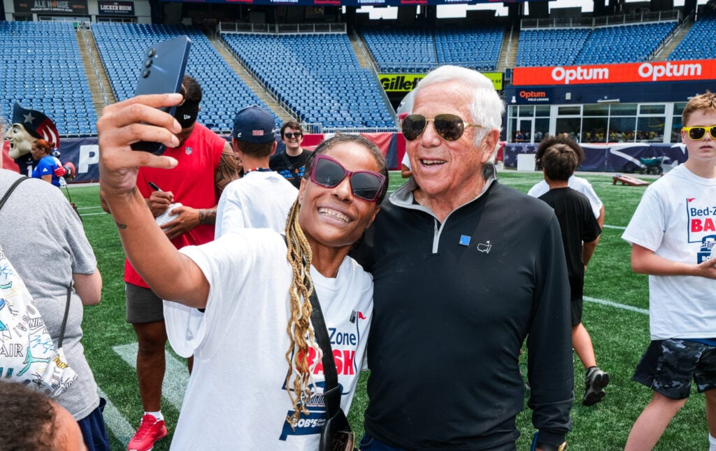 Robert Kraft, Owner of New England Patriots visits with patrons of the Bed-Zone Bash. Courtesy of the New England Patriots.
