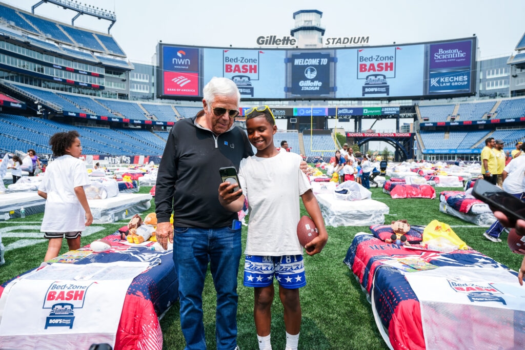 Robert Kraft, Owner of New England Patriots visits with patrons of the Bed-Zone Bash. Courtesy of the New England Patriots.