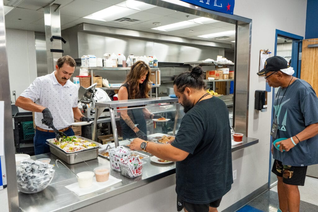 The Arizona Diamondbacks Foundation and Bob’s Discount Furniture surprise veterans with a newly renovated community space at Catholic Charities’ MANA House on August 21, 2025 in Phoenix, Arizona. (Photo by Kelsey Grant/Arizona Diamondbacks)